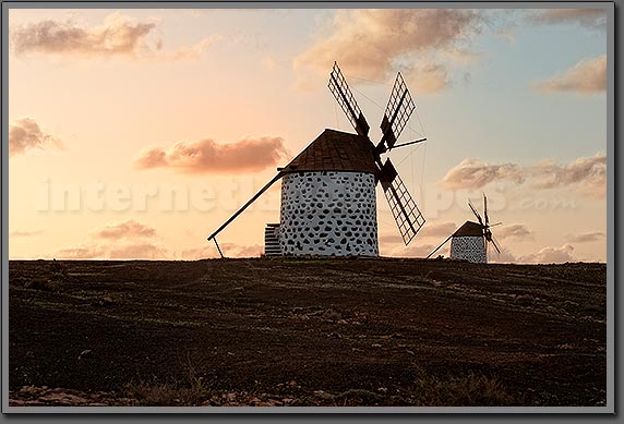Sunset mills Canary Islands Spain